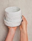 Speckled White Crackle Organic Planter in by Angus & Celeste オーガニックプランター ホワイト