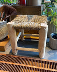 Moroccan Hand-Woven Wood Stool Mini モロッカンハンドウーブンスツール