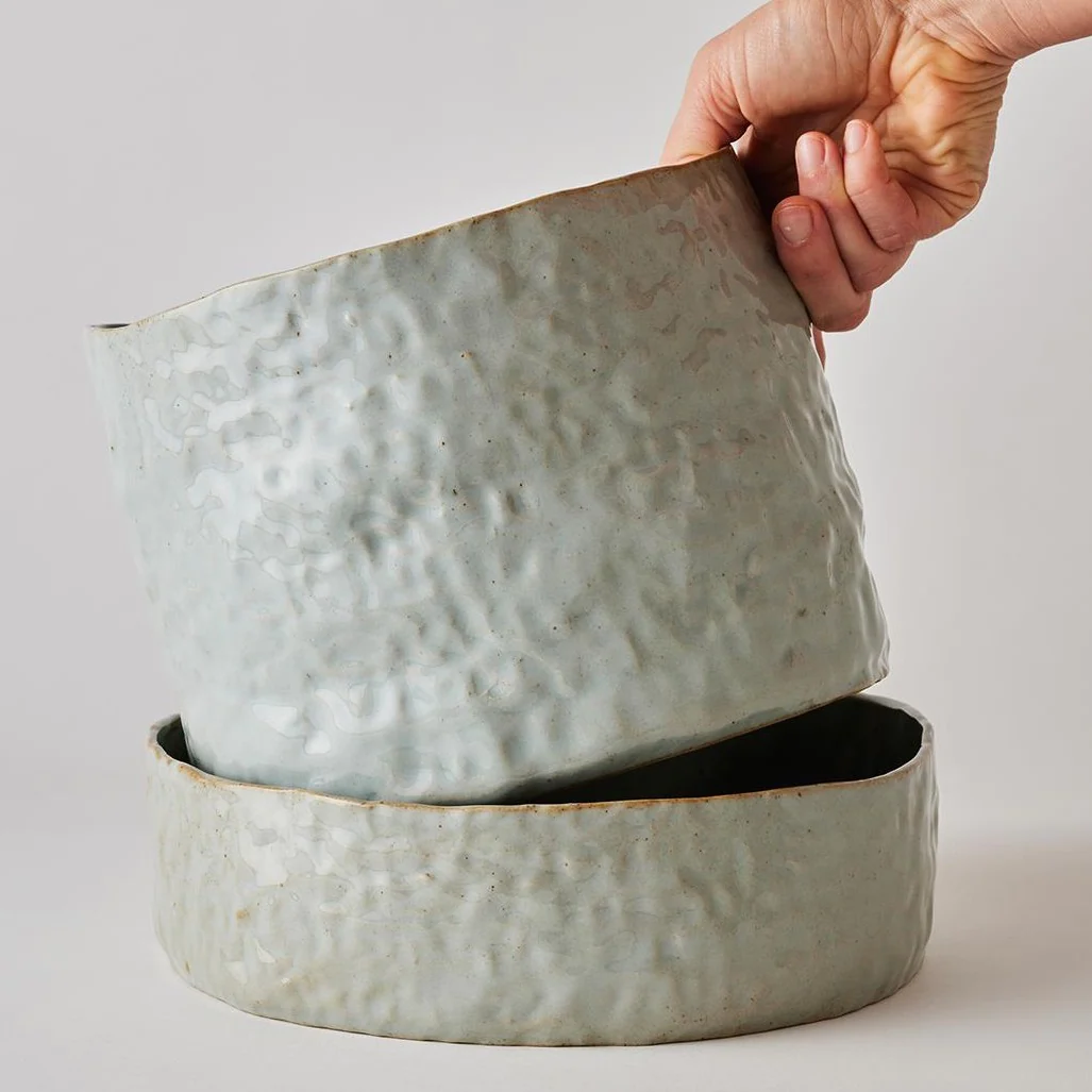 Grey Crackle Organic Planter in by Angus &amp; Celeste オーガニックプランター グレー