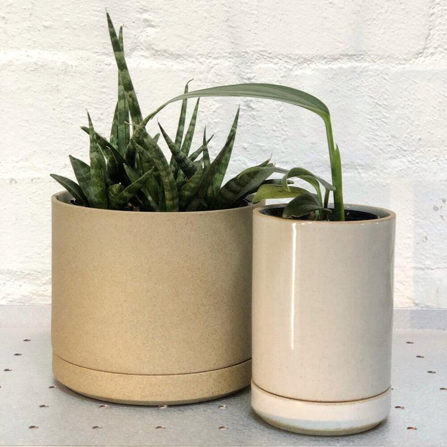 Hasami planter medium natual and small white